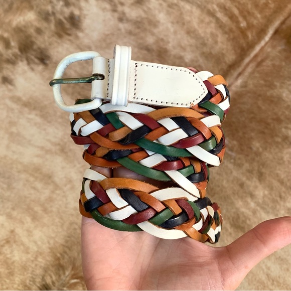 Vintage colorful braided leather belt - Picture 3 of 8